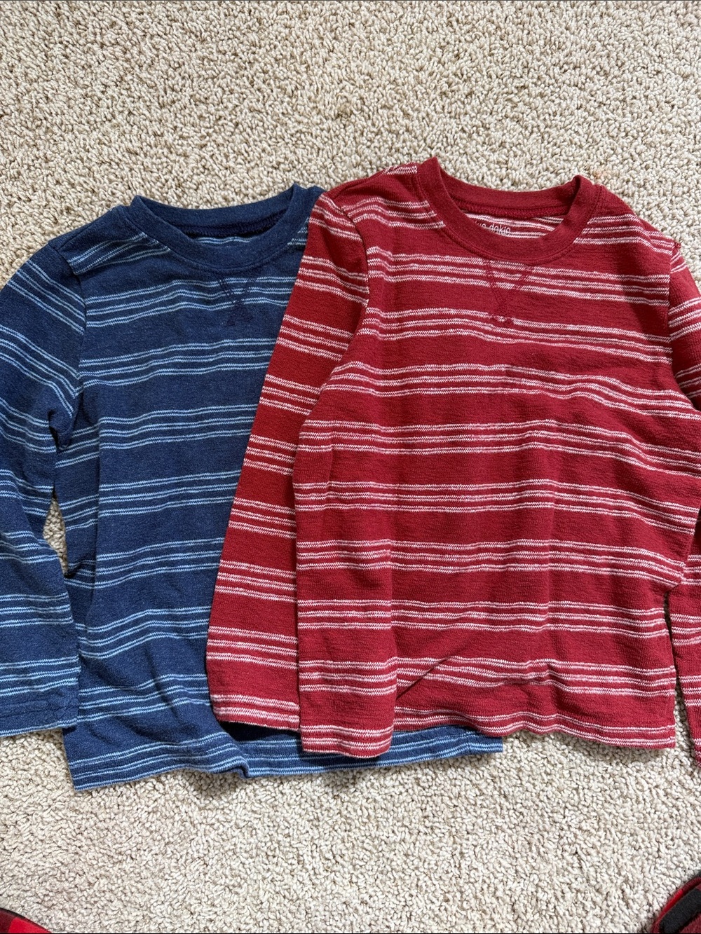 okie dokie Boys Burgundy/White and Blue/White Long Sleeved Tops